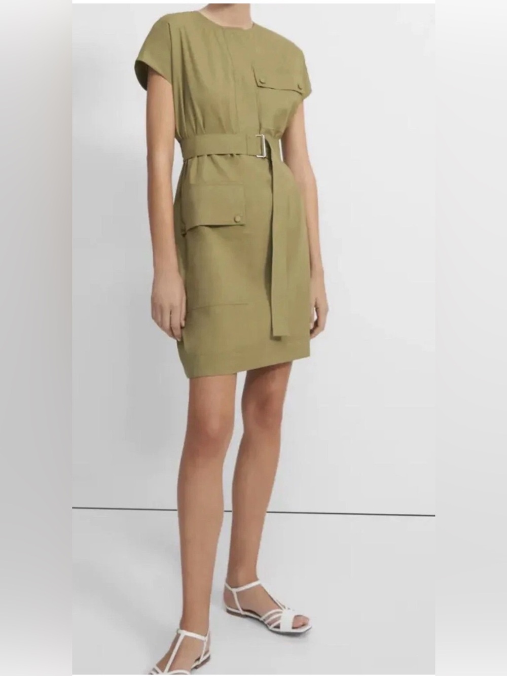 THEORY Crewneck Utility Dress in Good Linen  Spring Summer US Size 6
